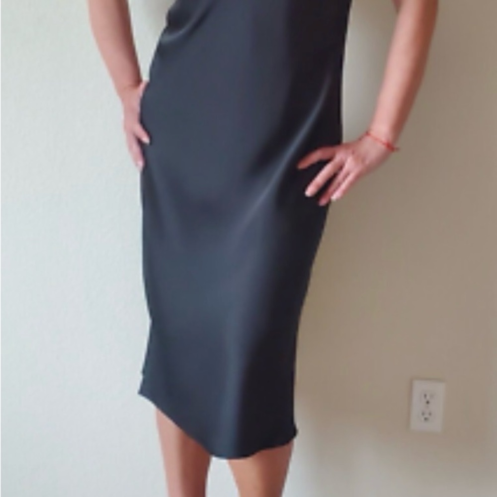 SAM EDELMAN Satin Slip Midi Black Dress size 10